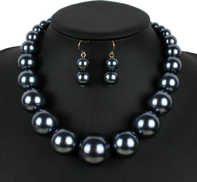 Wucifang Jewelry Schmuck-Set, Perle, Gold, Damen, black - Bild 1