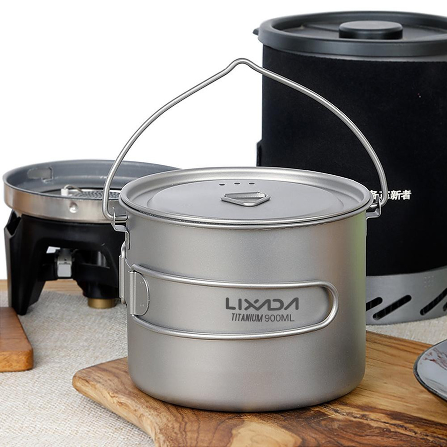 Lixada Titan-Campingtopf mit klappbarem Göffel für Outdoor und Wandern, 750 ml - Bild 2