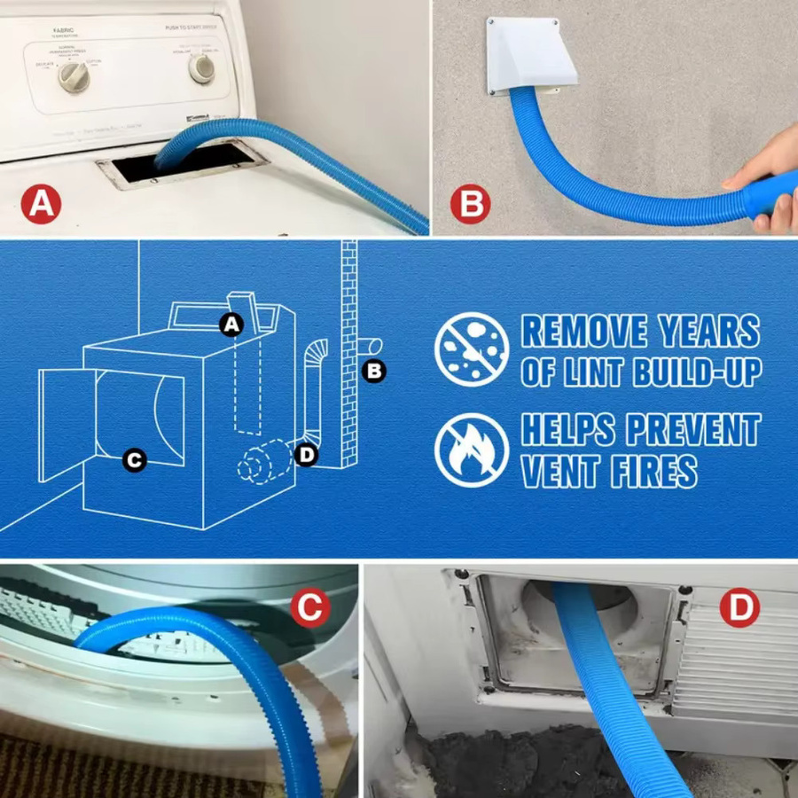 LEENKEA Fusselentfernungs-Set für die Trocknerlüftung in Blau mit flexiblem Reinigungsschlauch für den Staubsauger - Bild 3