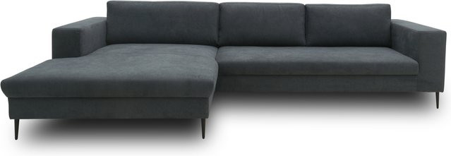 DOMO Ecksofa Modica mit Longchair in Dunkelgrau, B/T/H: 329 x 173 x 43 cm - Bild 1