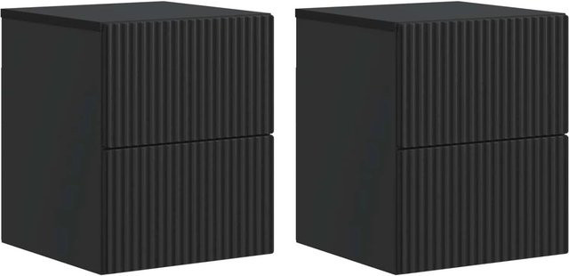 vidaXL Wandmontierter Nachttisch im Vintage-Stil, 2er-Set, Schwarz, B/T/H: 33 x 34,5 x 40 cm - Bild 1