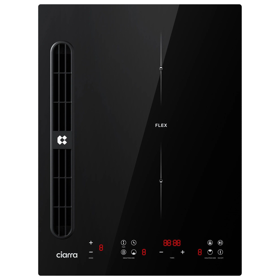 CIARRA Induktionskochfeld mit integriertem Dunstabzug in Schwarz, 2 Zonen mit Boost Funktion und Flex Zone, Modell CBBEH392BF - Bild 2