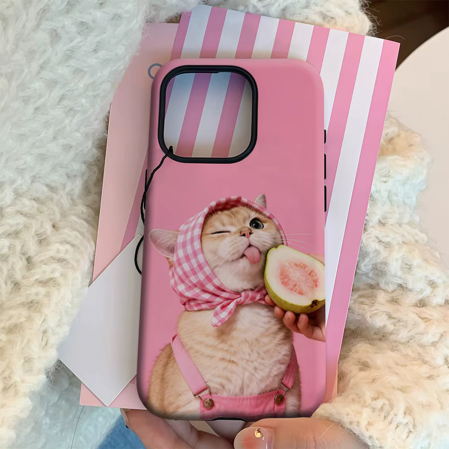 Potdemiel Magnetische Handyhülle mit Guave Katzen-Charm in Pink für iPhone 17 16 15 14 13 Pro Max Plus, robuste Einzel- und Doppelschicht-Schutzhülle - Bild 2