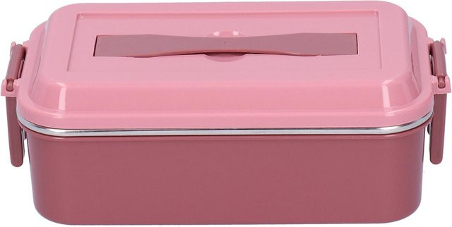 CosyHome Isolierte Bento Box aus 304 Edelstahl, Rechteckige Lunchbox mit Griff und Clip, Auslaufsicher, Pink - Bild 1
