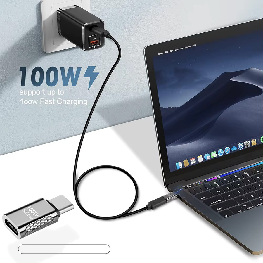 USB 4.0 Adapter mit 40 Gbit/s und 100 W USB auf Typ-C Konverter im 90-Grad-Winkel für schnelle Datenübertragung - Bild 2