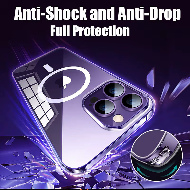 YuexTi MagSafe Magnetische Kabellose Lade Tasche Transparente Schutzhülle für iPhone 15 14 13 12 11 Pro Max X XR 7 8 Plus - Bild 2