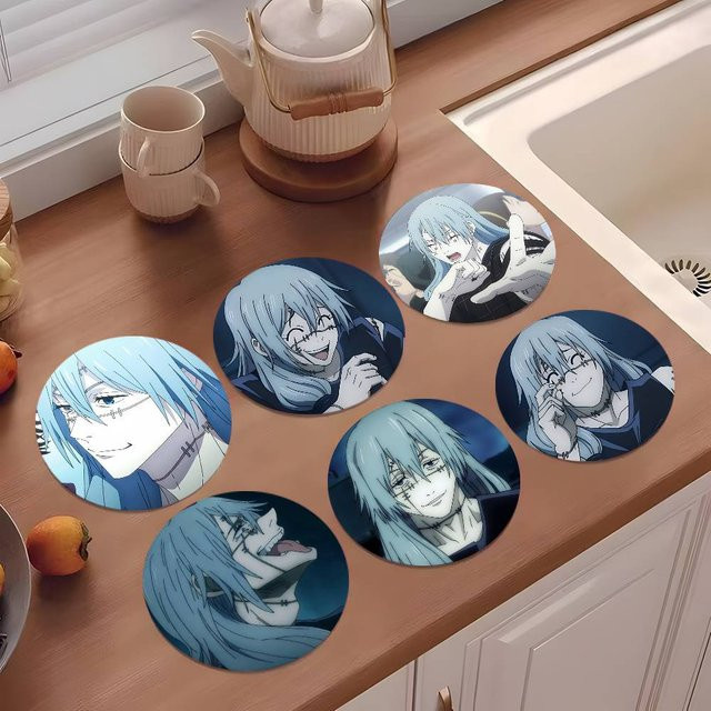 Mahito Anime-Figuren-Untersetzer von bilibili aus Holz, rund, braun/mehrfarbig, Durchmesser: 10 cm - Bild 1