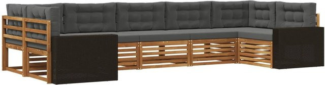 vidaXL Outdoor-Sofagarnitur aus Akazienholz in L-Form mit Kissen, Farbe: Anthrazit und Natur - Bild 1
