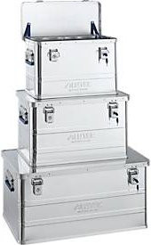 Alutec CLASSIC Transportboxen 3er-Set aus Aluminium in Silber, wasserdicht und stapelbar, inklusive Zylinderschlössern, Volumen: 1 x 33 l, 1 x 53 l & 1 x 93 l - Bild 1