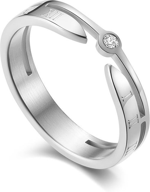YIRAN Jewelry 5 Damenring Roségold, Römische Ziffern, Diamanten - Bild 1