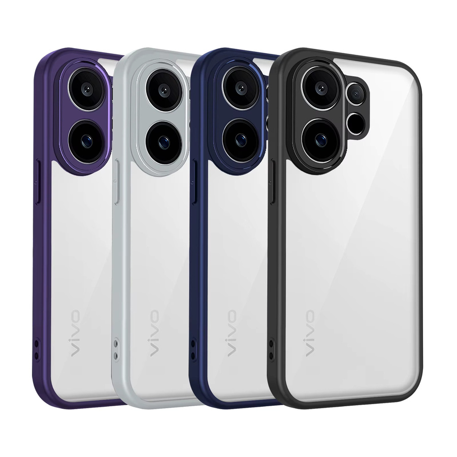 Vivo V60 5G Hülle mit Luftpolster und stoßfestem Silikon-Stoßfänger, matte Rückseite in Transparent oder Purple - Bild 3