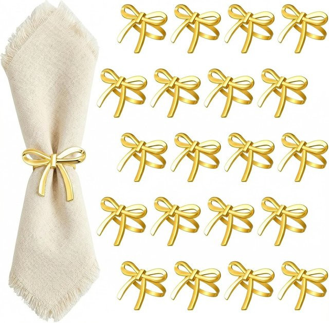 Gatherings Accessories Schleifenknoten-Serviettenringe aus Metall in Gold für elegante Tischdekoration - Bild 1
