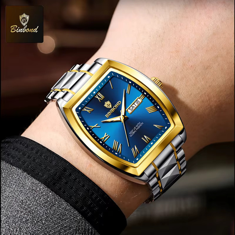 Binbond Armbanduhr Edelstahl, Gold, Quarz, Herren - Bild 5