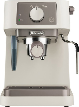 DeLonghi Stilosa Pump Espresso EC235.CR Siebträger-Maschine in Beige mit 1100W, Dampflanze, Tassenwärmer und herausnehmbarem Wassertank