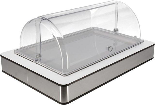 VEGA Buffetvitrine Fundale mittel GN 1/1 aus Melamin in Weiß, Edelstahl und Transparent, B/T/H: 42,5 x 63 x 27,4 cm - Bild 1