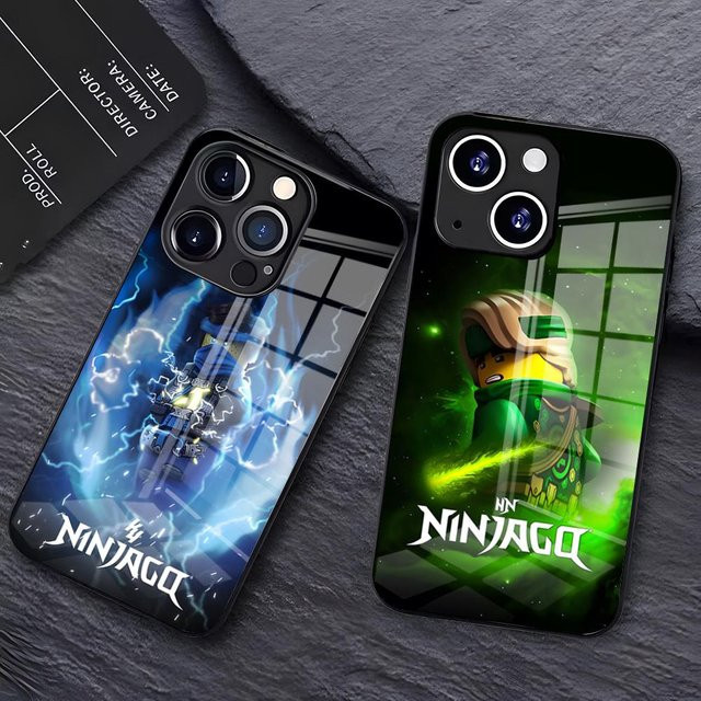 LEGOS Ninjago Kordelzug-Handyhülle mit Glasabdeckung für iPhone, Farbe: Schwarz - Bild 1