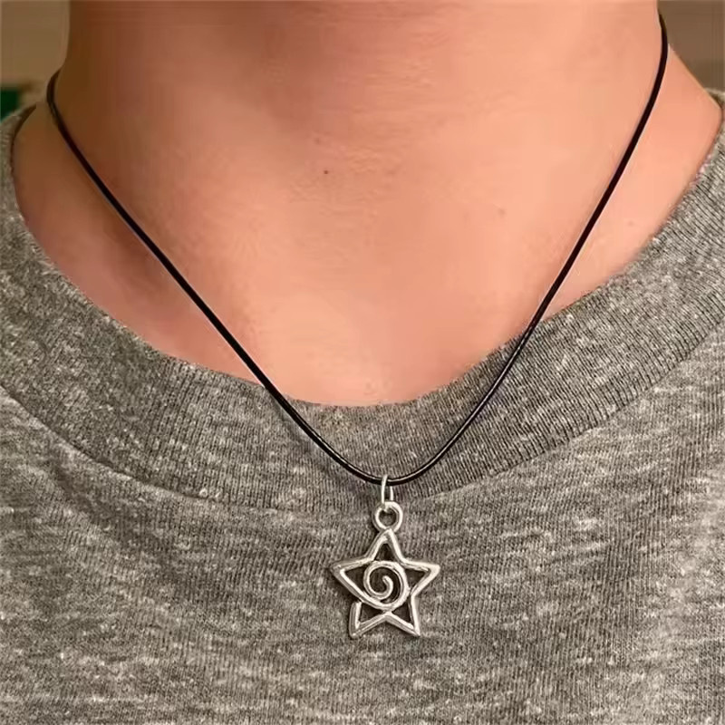 imixlot Halskette, Kreuz Stern Anhänger, Schwarz, Silber, Unisex - Bild 2