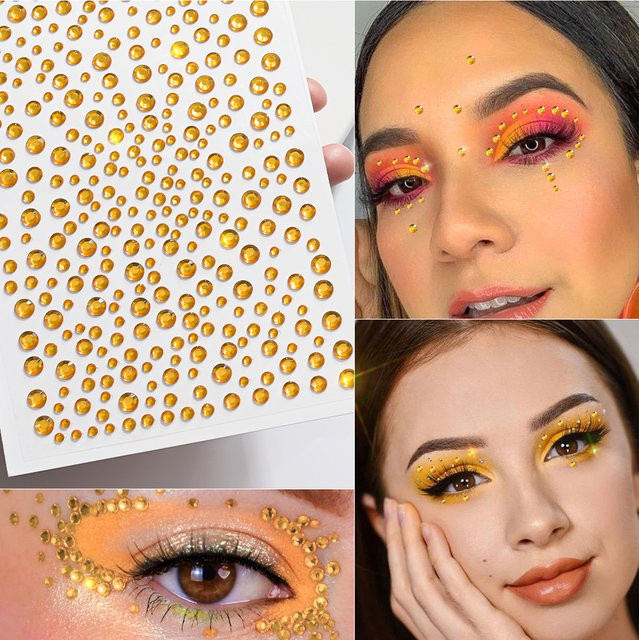 HotPress Gesicht Tattoo Aufkleber, Champagner Gold, Glänzend, Unisex - Bild 1