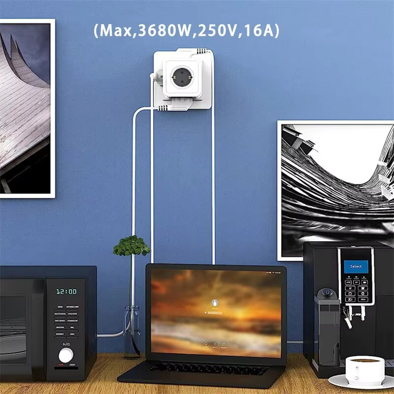 MASSFA Multi EU-Steckdosenleiste in Würfelform mit 5 AC-Steckdosen, 3680 W Adapter für dein Heimbüro, Farben: Rot und Weiß - Bild 3
