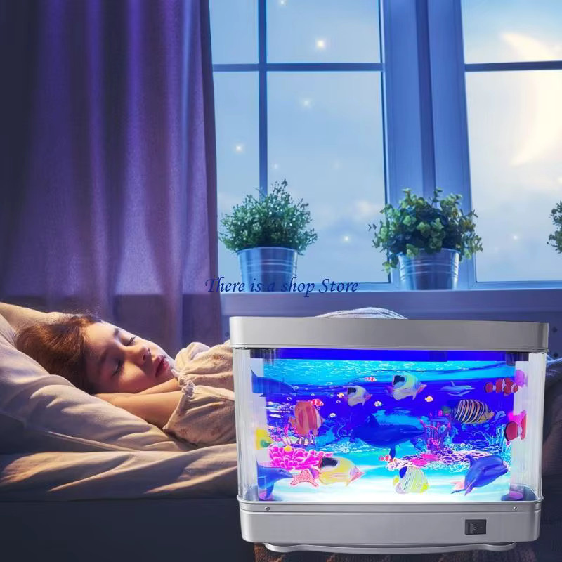 D0AD LED Aquarium-Fischlampe mit beweglichem Fisch, transparentes Nachtlicht für den Tisch mit USB-Anschluss - Bild 2