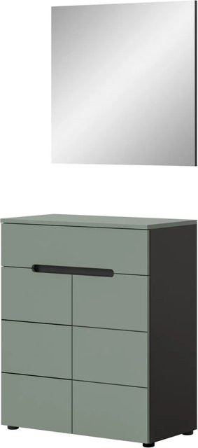 Inn.Furn Garderoben-Set Cooper 2-teilig mit Spiegel und Schuhschrank in Salbei und Grau, Breite: 80 cm, Höhe: 190 cm, Tiefe: 37 cm - Bild 1