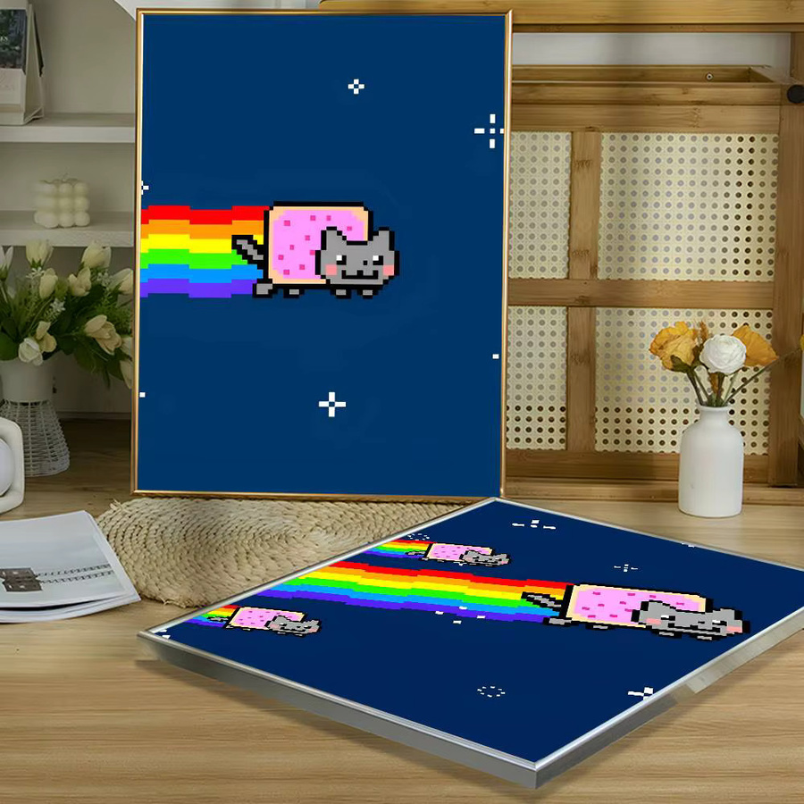 Rastar Nyan Cat Poster Aufkleber Wasserdruck Wandkunst für Wohnzimmer und Schlafzimmer, Mehrfarbig - Bild 4