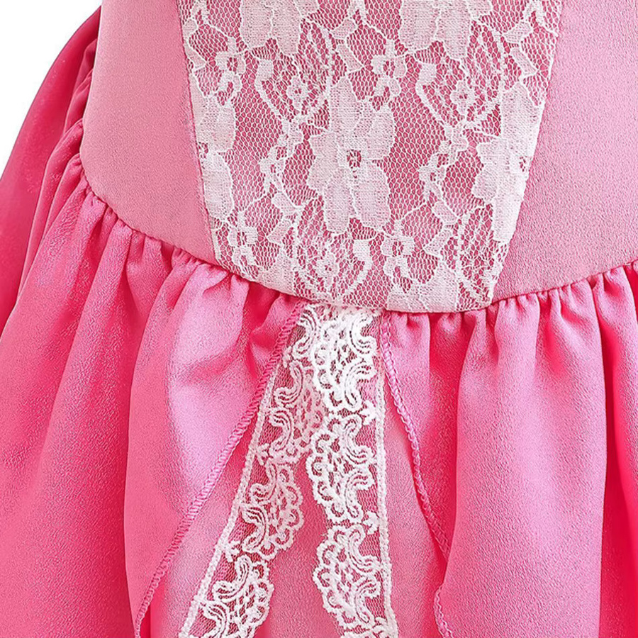 PAMABIBI Pfirsich Prinzessin Kostüm Kleid, rosa Spitze, mit LED Farbe Licht, ab 4 Jahre - Bild 2