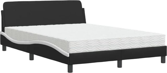 vidaXL Bett Dover mit Matratze in Schwarz-Weiß aus Kunstleder und Kiefernholz B/T/H: 120 x 200 cm - Bild 1