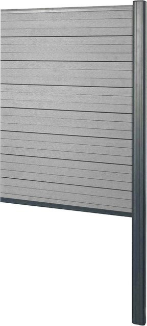 MCW WPC-Sichtschutz Savoie Erweiterungselement schmal mit Alu-Pfosten zum Einbetonieren, grau, Breite: 95 cm - Bild 1