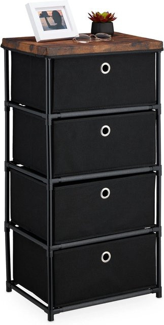 Relaxdays Kommode aus Stahl in Schwarz mit 4 Stoffschubladen, B/T/H: 85 x 43 x 33 cm - Bild 1