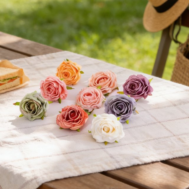 Yusheng Künstliche Rosenköpfe in Multicolor für DIY Dekoration, Hochzeit und Valentinstag, 50 oder 100 Stück - Bild 1