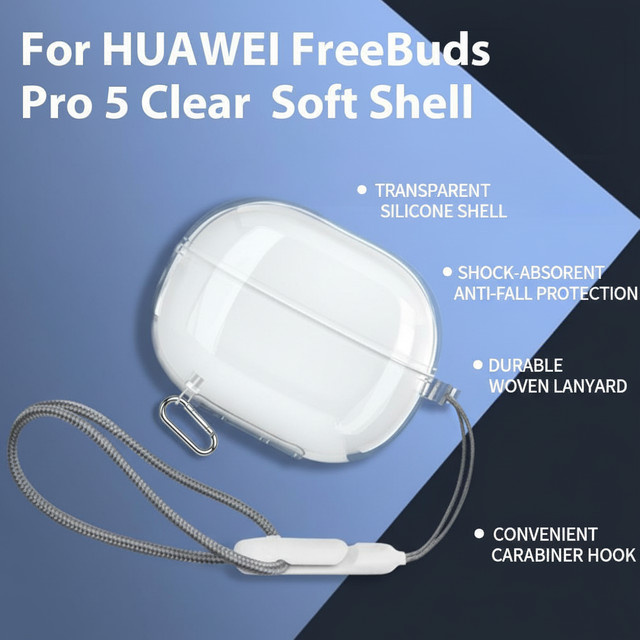 Transparente TPU-Schutzhülle für Huawei FreeBuds Pro 5 mit Tragebandhaken - Bild 1