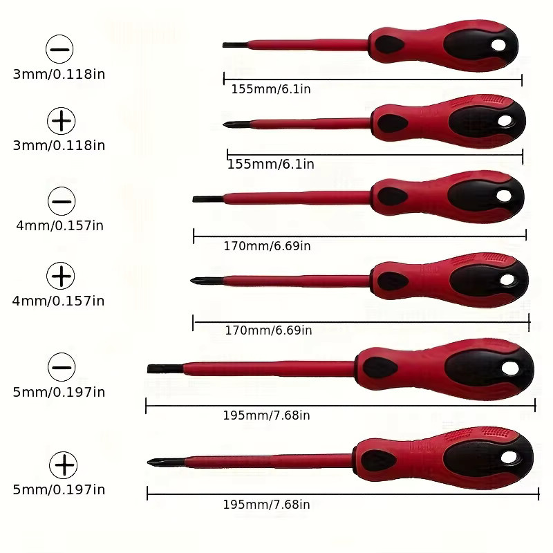 6er Set Schraubendreher mit Kreuz- und Schlitzkopf, magnetisch und mit ergonomischen gummierte Griffen - Bild 4