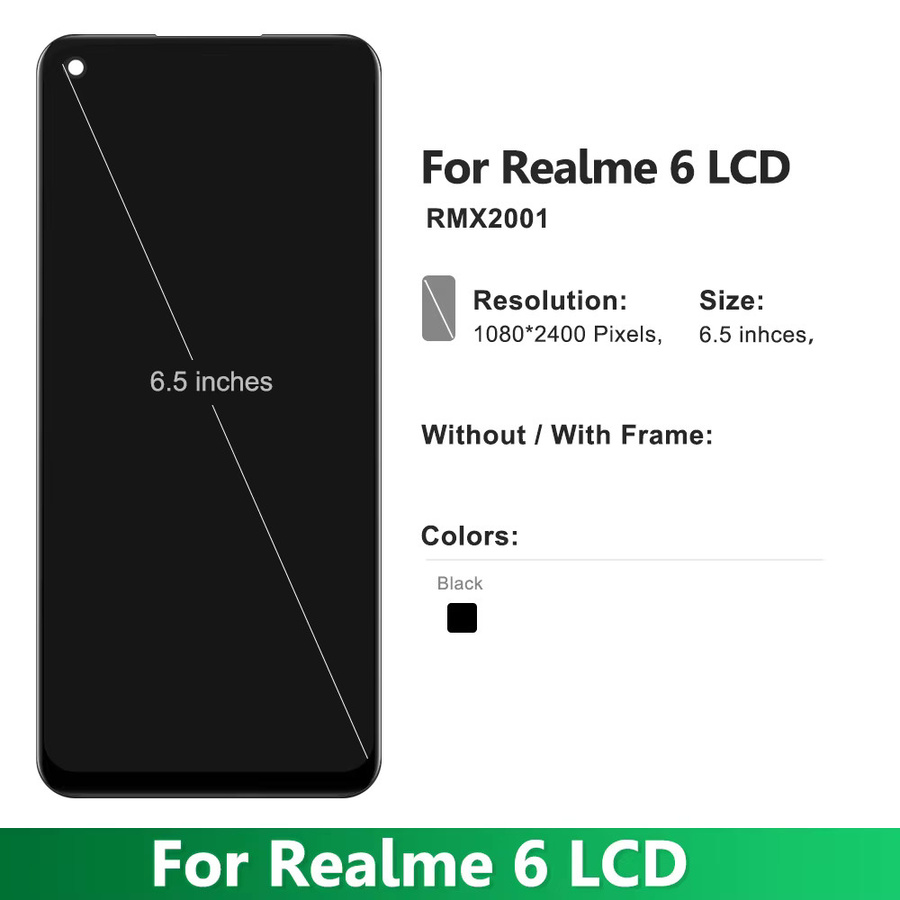 Oppo Realme 6 RMX 2001 Ersatz LCD-Display mit Touchscreen und Rahmenbaugruppe in Schwarz, 6,5 Zoll - Bild 3