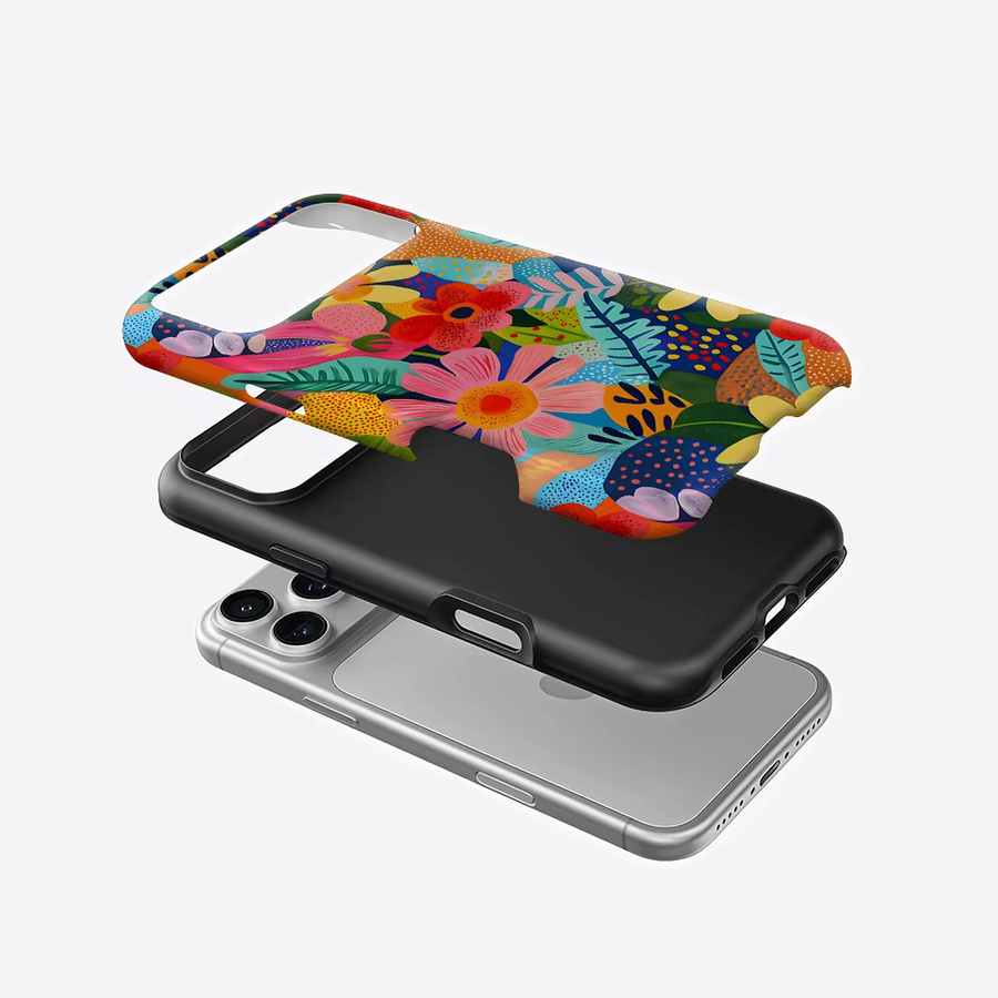 Potdemiel Aurea Case Matte Bumper MagSafe kompatible iPhone Hülle mit tropischem Blumenmuster in Multicolour - Bild 2