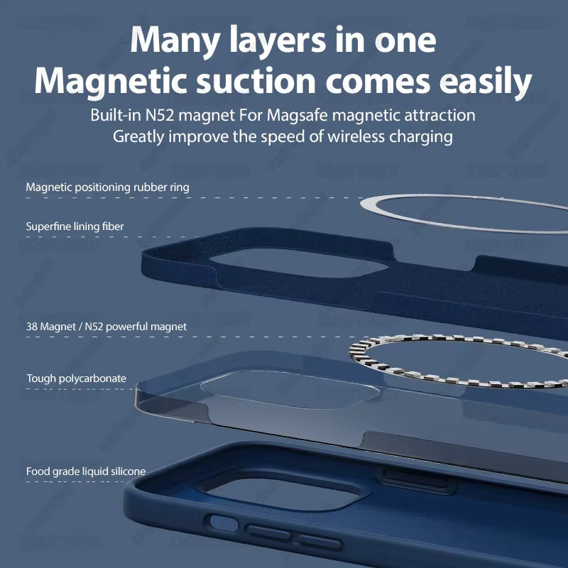 Stoßfeste MagSafe Silikon Schutzhülle für iPhone 11 12 13 14 15 16 Pro Max Plus in Weiß mit magnetischer Wireless Charging Funktion - Bild 3