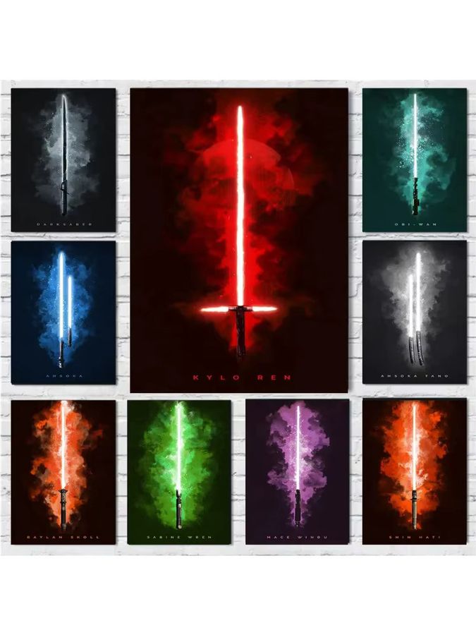 Disney Star Wars Lichtschwert Leinwandbild Moderne Wandkunst Multicolor im Portraitformat - Bild 2