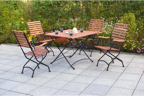 Merxx Gartenmöbelset Schlossgarten aus Eukalyptusholz und Stahl, 5-teilig, Schwarz/Braun, Tisch Breite: 90 cm, Tiefe: 90 cm, Höhe: 76 cm - Bild 1