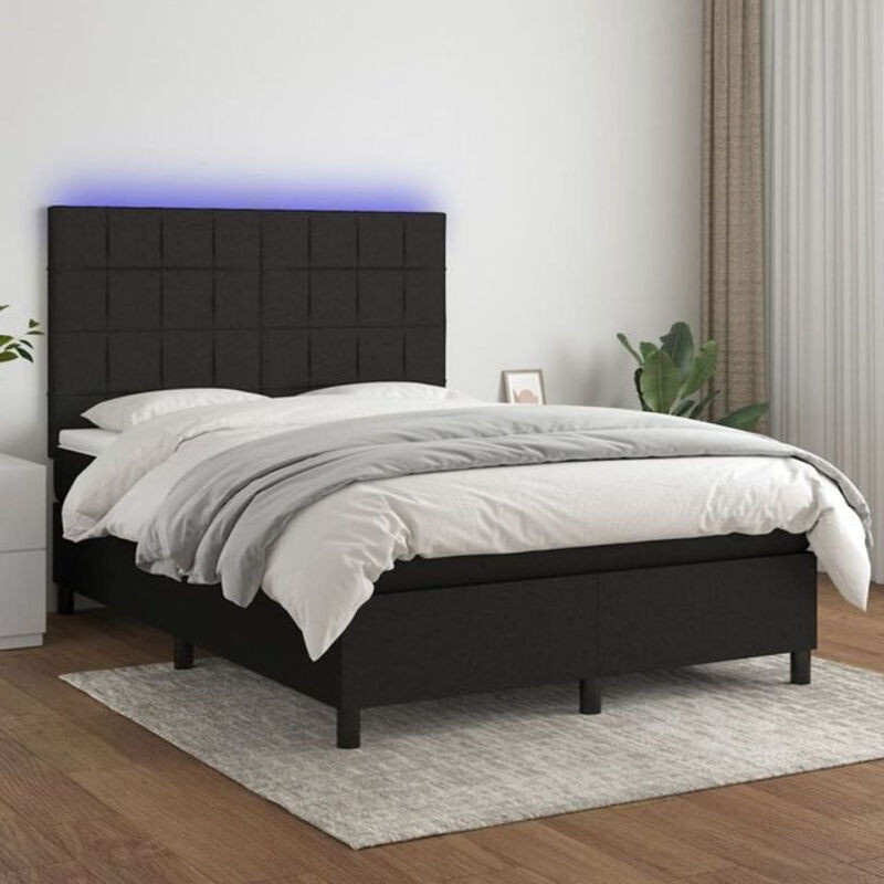 vidaxl Boxspringbett mit Matratze in Schwarz aus Stoff, B/T/H: 140 x 200 x 118 cm - Bild 1