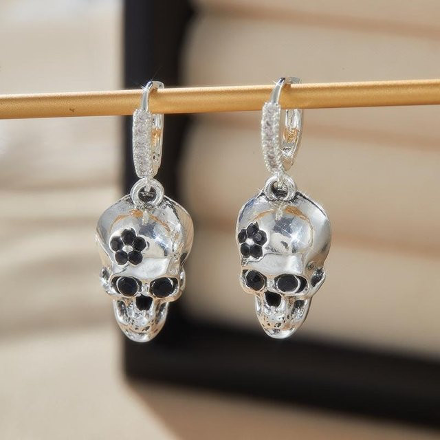 Ohrringe Geisterkopf Totenkopf, Unisex, gray - Bild 1