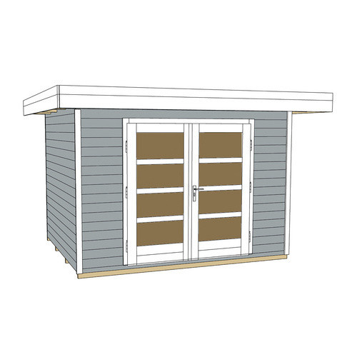 WEKA Gartenhaus 126 Gr.1 aus Holz in Grau mit Flachdach und Vordach B/H/T: 356 x 226 x 284 cm - Bild 4