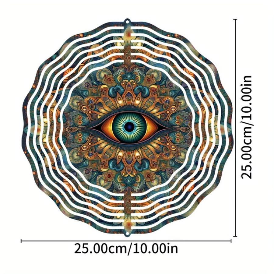 CIFBUY Windspinner aus Metall mit Augen-Design, rotierende kinetische Gartendekoration in Weiß und Multicolour, Durchmesser: 25,4 cm - Bild 2