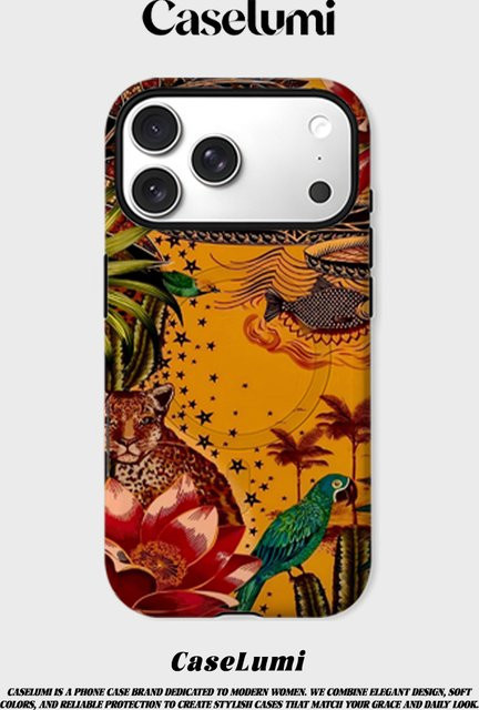 CaseLumi Matte Bumper MagSafe Schutzhülle für iPhone 17 16 15 14 13 Pro Max Tropical Safari Charm Cover in Multicolour - Bild 1