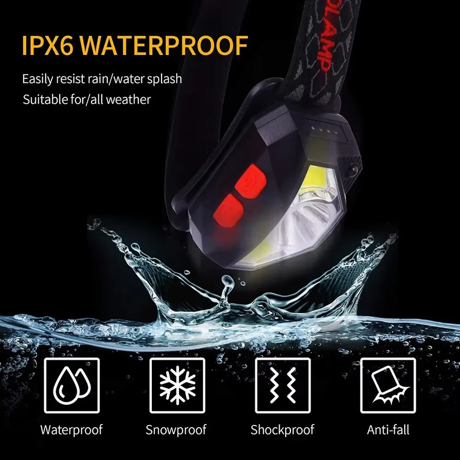 ESMARTER LED Stirnlampe mit Bewegungssensor, USB wiederaufladbar, Wasserdicht, Schwarz - Bild 6