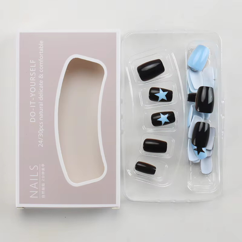 Künstliche Nägel, Blau, Quadratisch, 24 Stück, Glänzend, Damen - Bild 5