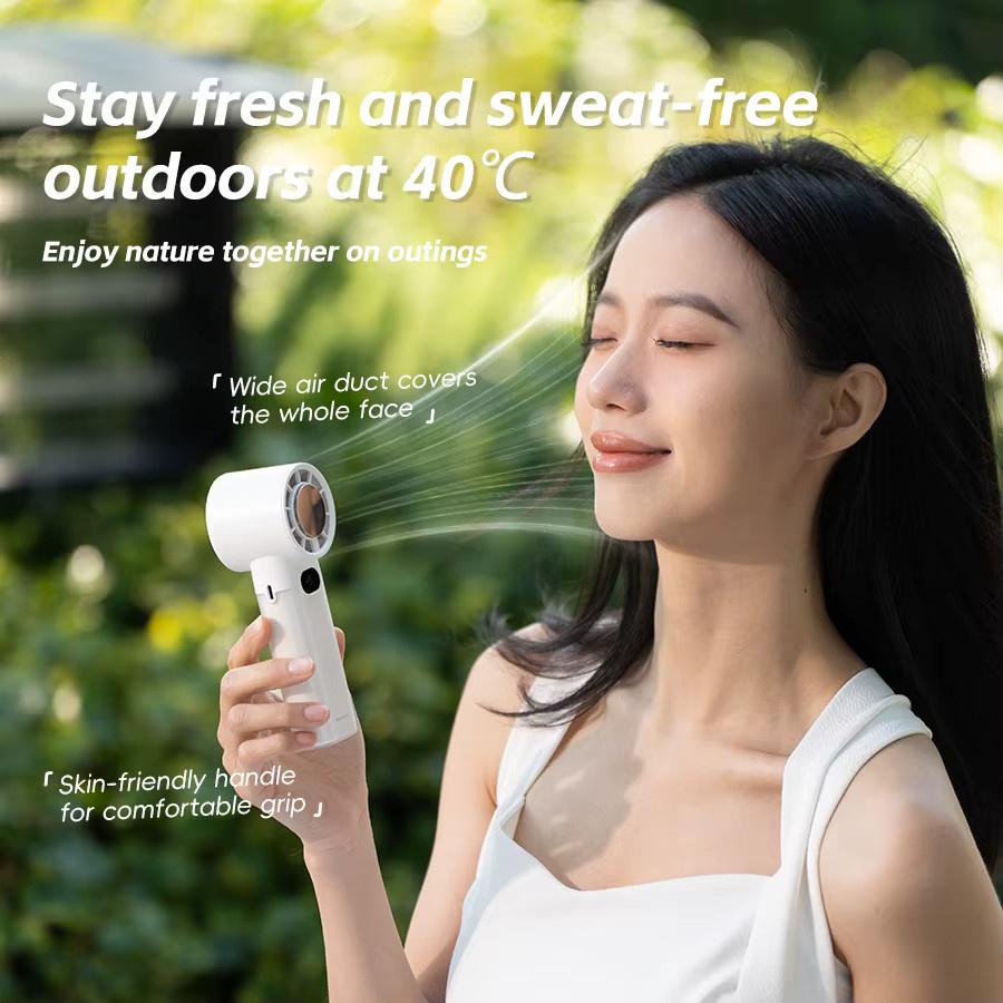 Kinscoter Mini Handventilator Weiß mit 3000mAh Akku und LED-Anzeige, Tragbarer USB-Ventilator für Outdoor und Reisen, B/H/T: 15,6 x 5,5 x 5,5 cm - Bild 3