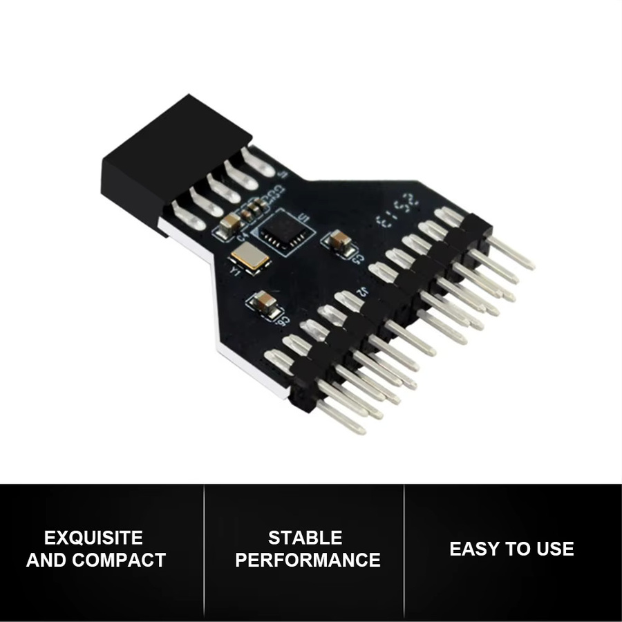 VODOOL USB 2.0 9-Pin auf USB 3.0 19-Pin Adapter Konvertierungskabel für RGB-Lampen und Lüfter, Schwarz - Bild 4