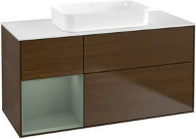 V&B Waschtischunterschrank Finion mit Regalfach links in Walnuss Furnier, Braun, B: 120 cm, T: 60 cm - Bild 1
