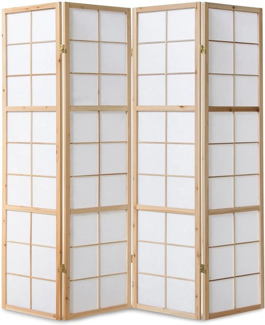 Homestyle4u 4-tlg. Shoji Paravent aus Holz und Reispapier in Braun, Höhe: 176 cm, Breite: 175 cm - Bild 1
