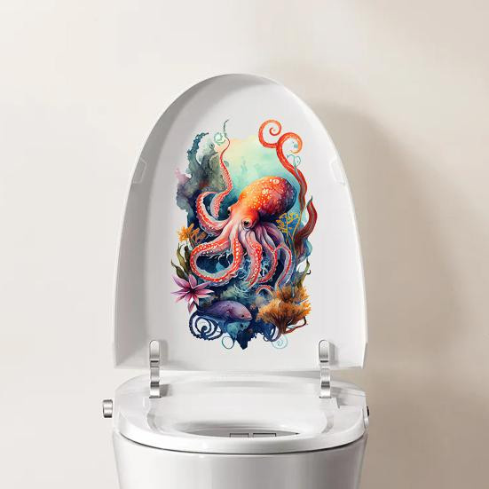 Wasserdichter Wandaufkleber mit Meerestier-Muster aus PVC in Mehrfarbig für Badezimmer und Wohnzimmer - Bild 1